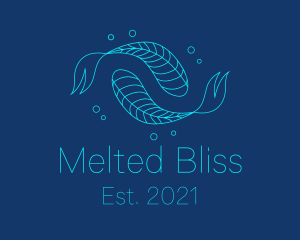 Blue Pisces Fish Swimming  logo design