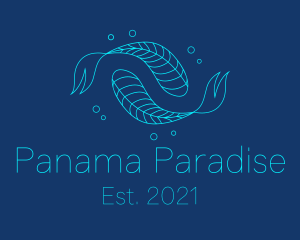 Blue Pisces Fish Swimming  logo design