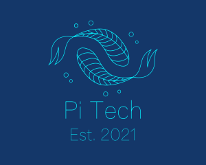 Blue Pisces Fish Swimming  logo design