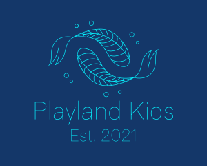 Blue Pisces Fish Swimming  logo design