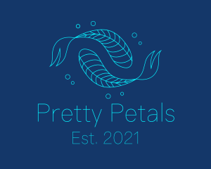 Blue Pisces Fish Swimming  logo design