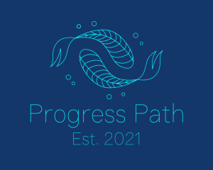 Blue Pisces Fish Swimming  logo design