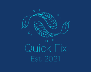 Blue Pisces Fish Swimming  logo design