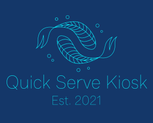 Blue Pisces Fish Swimming  logo design