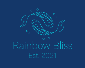 Blue Pisces Fish Swimming  logo design