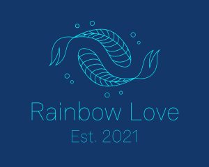 Blue Pisces Fish Swimming  logo design