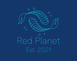 Blue Pisces Fish Swimming  logo design