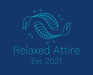 Blue Pisces Fish Swimming  logo design