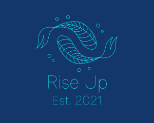 Blue Pisces Fish Swimming  logo design