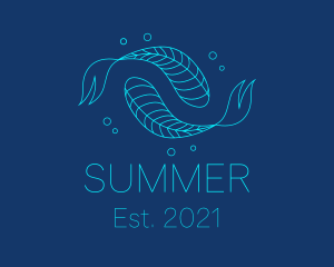 Blue Pisces Fish Swimming  logo design