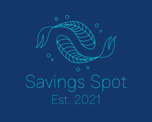 Blue Pisces Fish Swimming  logo design