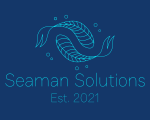 Blue Pisces Fish Swimming  logo design