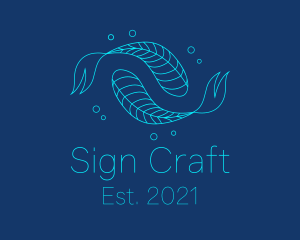 Blue Pisces Fish Swimming  logo design