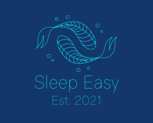 Blue Pisces Fish Swimming  logo design