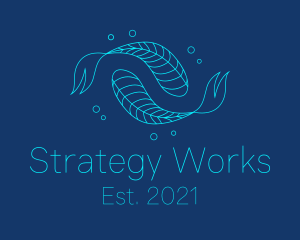 Blue Pisces Fish Swimming  logo design