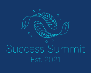 Blue Pisces Fish Swimming  logo design