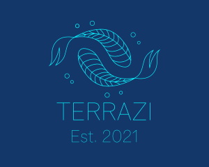 Blue Pisces Fish Swimming  logo design