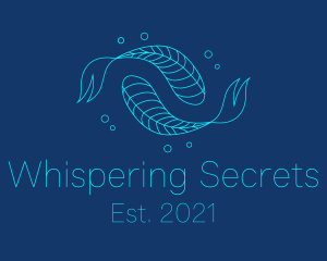 Blue Pisces Fish Swimming  logo design