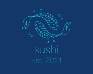 Blue Pisces Fish Swimming  logo design