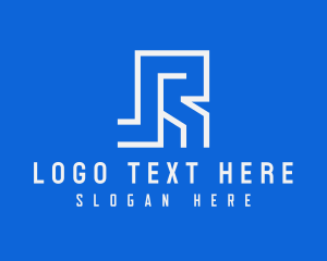 Technology - Geometric Maze Letter R logo design