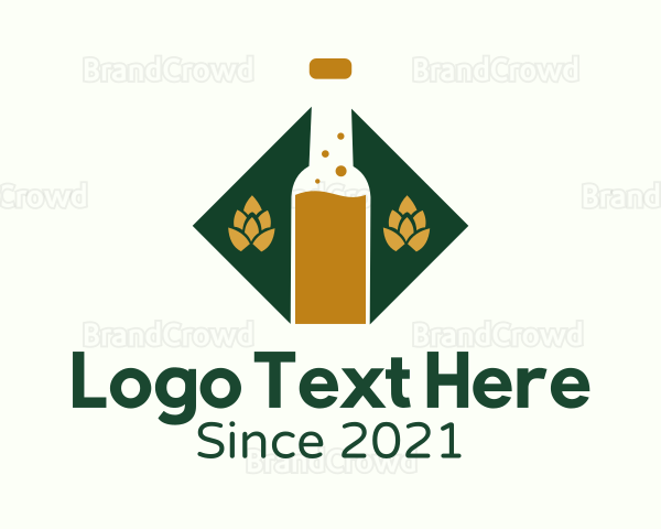 Beer Bottle Hops Brewery Logo