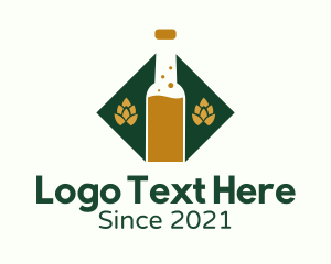 Draft Beer - Beer Bottle Hops Brewery logo design