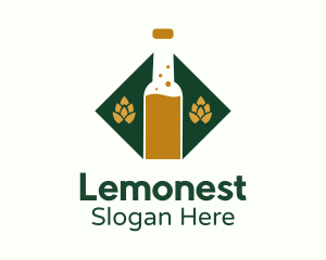 Beer Bottle Hops Brewery Logo