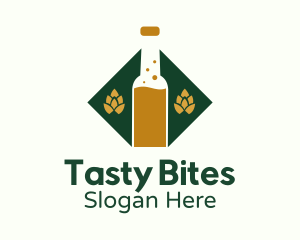 Beer Bottle Hops Brewery Logo