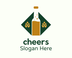 Beer Bottle Hops Brewery Logo