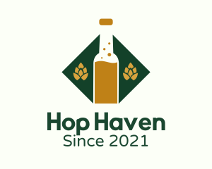 Beer Bottle Hops Brewery logo design