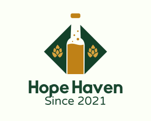 Beer House - Beer Bottle Hops Brewery logo design