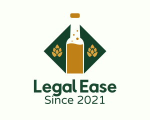Draft Beer - Beer Bottle Hops Brewery logo design