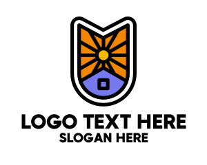 Town - Sun House Badge logo design