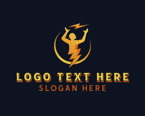 Human - Lightning Bolt Human logo design