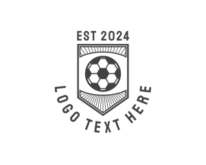 Black And White - Soccer Shield Emblem logo design