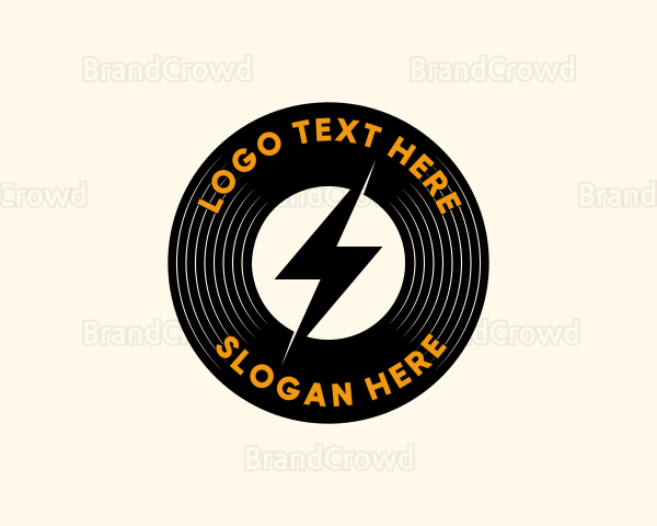 Lightning Vinyl Record Badge Logo