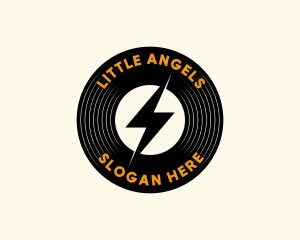 Lightning Vinyl Record Badge Logo