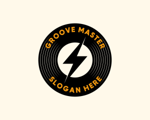 Soundcloud - Lightning Vinyl Record Badge logo design