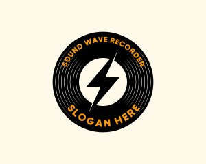 Lightning Vinyl Record Audio logo design