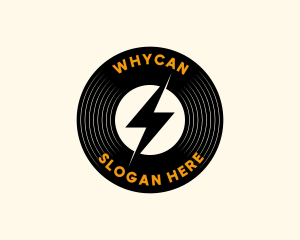 Record Store - Lightning Vinyl Record Badge logo design