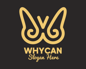 Gold Butterfly Monoline logo design