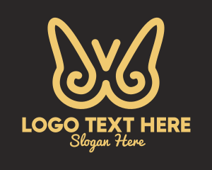 Bug - Gold Butterfly Monoline logo design