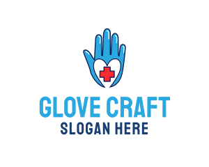 Gloves - Blue Medical Gloves Cross logo design