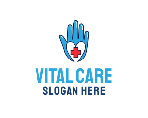 Blue Medical Gloves Cross logo design