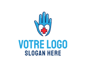 Clinic - Blue Medical Gloves Cross logo design