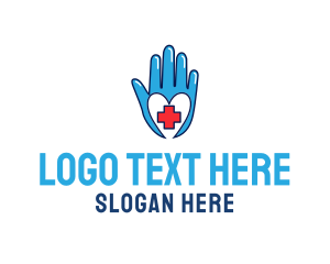 Blue Medical Gloves Cross Logo