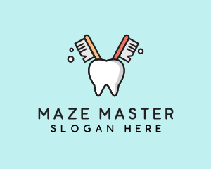 Dental Tooth Toothbrush  logo design