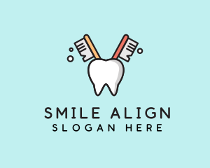 Dental Tooth Toothbrush  logo design