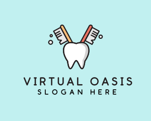 Dental Tooth Toothbrush  logo design