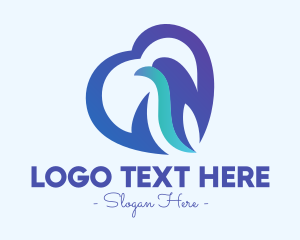 Single - Modern Blue Heart logo design